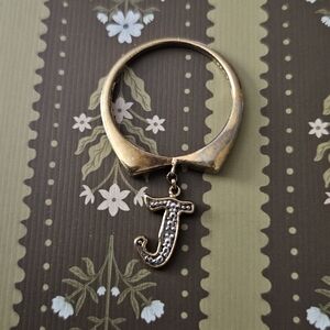 JG Gold Over Sterling  Initial J Charm Size 10 Ring